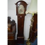 A REPRODUCTION MAHOGANY GRANDDAUGHTER CLOCK, Tempus Fugit movement with Roman numerals, height 179cm