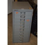 A BISLEY TEN DRAWER METAL CARD INDEX CABINET (The content of this lot comes from The Abbots