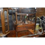 AN EDWARDIAN ROSEWOOD CANTERBURY with one drawer, width 48cm x depth 36cm x height 57cm