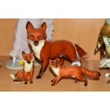 THREE BESWICK FOXES, Fox-standing No1016A, Fox-standing No1440 (small) and Fox-seated No1748 (3)