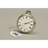 AN EARLY VICTORIAN SILVER PAIR CASED POCKET WATCH, enamelled dial, the movement named 'Henry Carter,