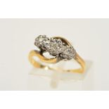 AN 18CT GOLD THREE STONE DIAMOND RING, designed as three graduated round brilliant cut diamonds