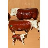 BESWICK HEREFORD CATTLE, Bull No1363A, Cow No1360 and Calf No1406B