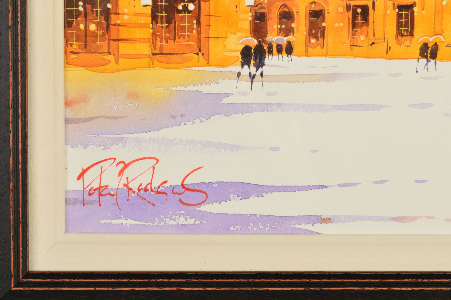 PETER J RODGERS (BRITISH CONTEMPORARY) 'SNOW IN THE PIAZZA FLORENCE' a Winter townscape, signed - Image 3 of 4