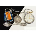 THREE ITEMS, to include a base metal Ingersoll pocket watch with chain, a Rolex Bucherer Watches