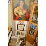 PICTURES AND PRINTS etc to include a portrait of a gypsy lady, indistinctly signed, oil on canvas,