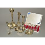 A PARCEL OF SILVER, comprising a matched pair of sauce boats, Chester 1921 and Birmingham 1909, a
