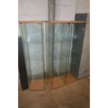 THREE GLASS DISPLAY CABINETS, height 163cm x width 43cm x depth 37cm (The contents of this lot