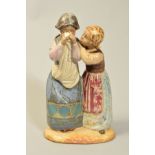 A LLADRO GRES FIGURE GROUP 'Comforting her Friend' No1326, issue year 1976, designed by Julio