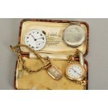 TWO 9CT GOLD WRISTWATCHES AND A STERLING SILVER WATCH CASE, first is a 1920's 9ct gold cased