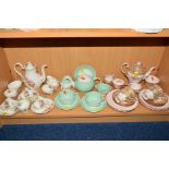 THREE TEA/COFFEE SETS, comprising Foley ' Devonshire' coffee set (15) (two cups hairlines), a