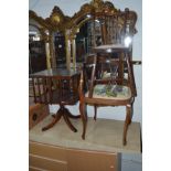 A REPRODUX MAHOGANY LEATHER TOPPED REVOLVING BOOKCASE together with an Edwardian mahogany corner