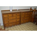 A PAIR OF EARLY 20TH CENTURY OAK CHEST OF TWO SHORT AND THREE LONG GRADUATING DRAWERS, width 107cm x