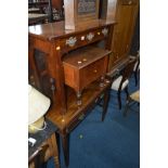 TWO GEORGIAN MAHOGANY SIDE TABLES one with Oriental pierced back plates on drop handles, width