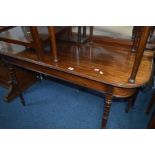 A VICTORIAN MAHOGANY D END TABLE, section width 137cm x depth 55cm x height 73cm