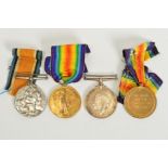 TWO PAIRS OF BRITISH WAR AND VICTORY MEDALS, awarded to Gnr E.King RA and Dvr S.Brown ASC, three