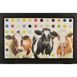 HAYLEY GOODHEAD (BRITISH CONTEMPORARY) 'DAMIENS HERD', a limited edition print of cows against a