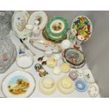ASSORTED CERAMICS to include three Belleek cups, four saucers and a twin handled sugar, a Spode