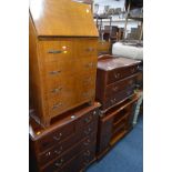 A STAINED PINE CHEST OF TWO SHORT AND FOUR LONG DRAWERS, width 82cm x depth 37cm x height 94cm and a