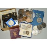 A PLASTIC BOX CONTAINING A SMALL AMOUNT OF COINAGE