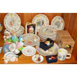 VARIOUS BEATRIX POTTER COLLECTORS PLATES, CHRISTMAS BAUBLES AND OTHER TRINKETS, to include