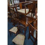 AN EDWARDIAN MAHOGANY AND INLAID TUB CHAIR together with two other period chairs (3)