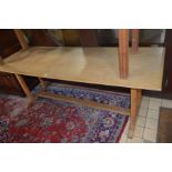 AN EARLY 20TH CENTURY OAK RECTANGULAR REFECTORY TABLE, in the manner of Gordon Russell, single plank
