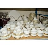 A QUANTITY OF ROYAL ALBERT 'VAL D'OR' DINNER, COFFEE AND TEA WARES, to include two tea pots,