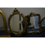 TWO FOLIATE GILT FRAME WALL MIRRORS