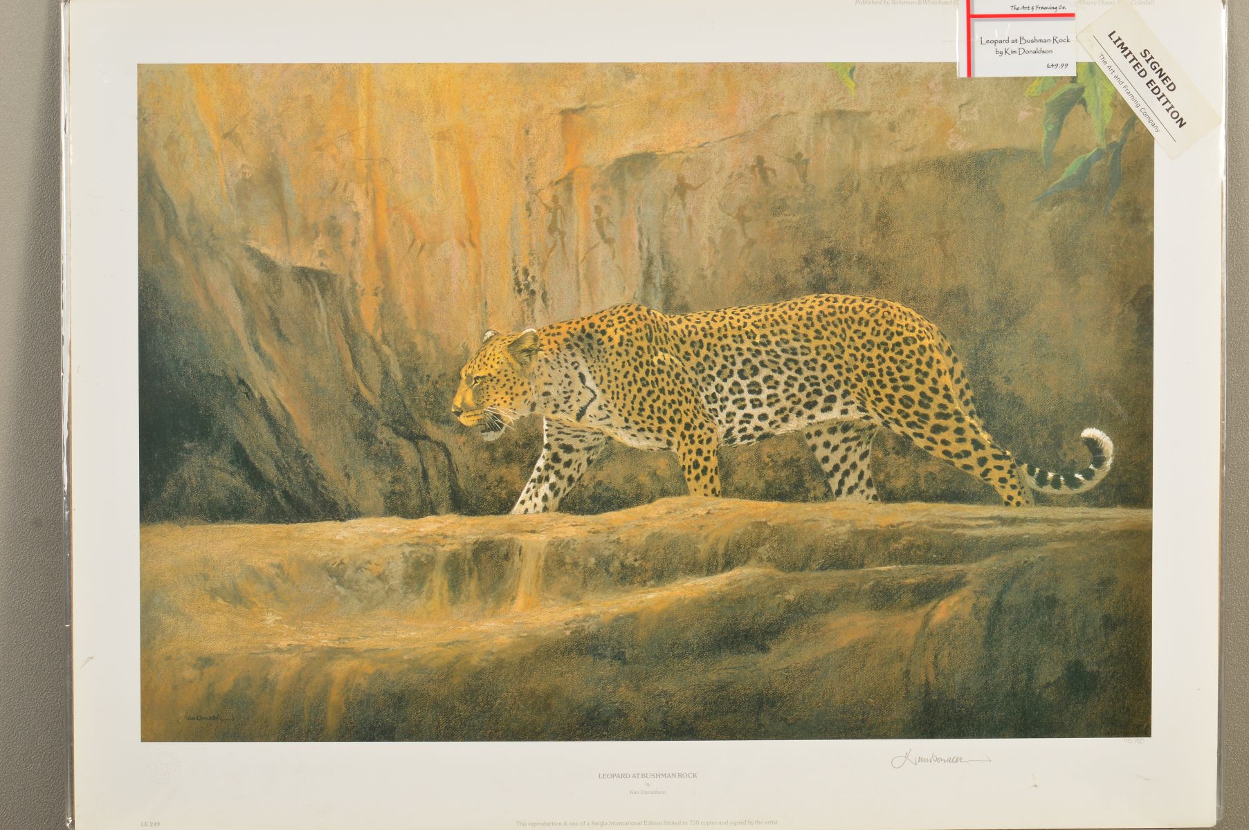 KIM DONALDSON (ZIMBABWE 1952), 'Leopard at Bushman Rock', a limited edition print, 115/750, signed