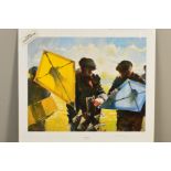 LAWRIE WILLIAMSON (BRITISH 1932-2017), 'Flying Kites', a limited edition print, 93/750, signed to