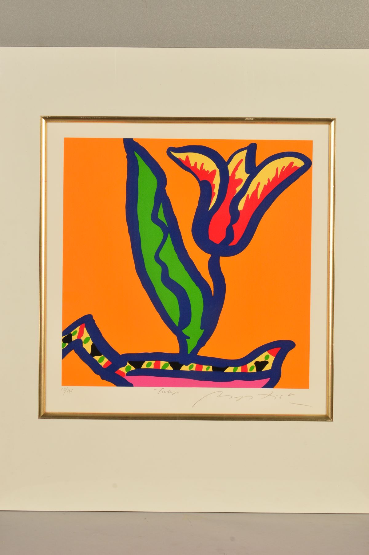 GERRY BAPTIST (BRITISH 1935), 'Tulip', a limited edition silkscreen print of a floral image, 131/