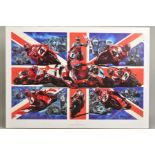 DAVID BILL (BRITISH CONTEMPORARY), 'Decade of Dedication', an open edition print of Motorcycle Racer