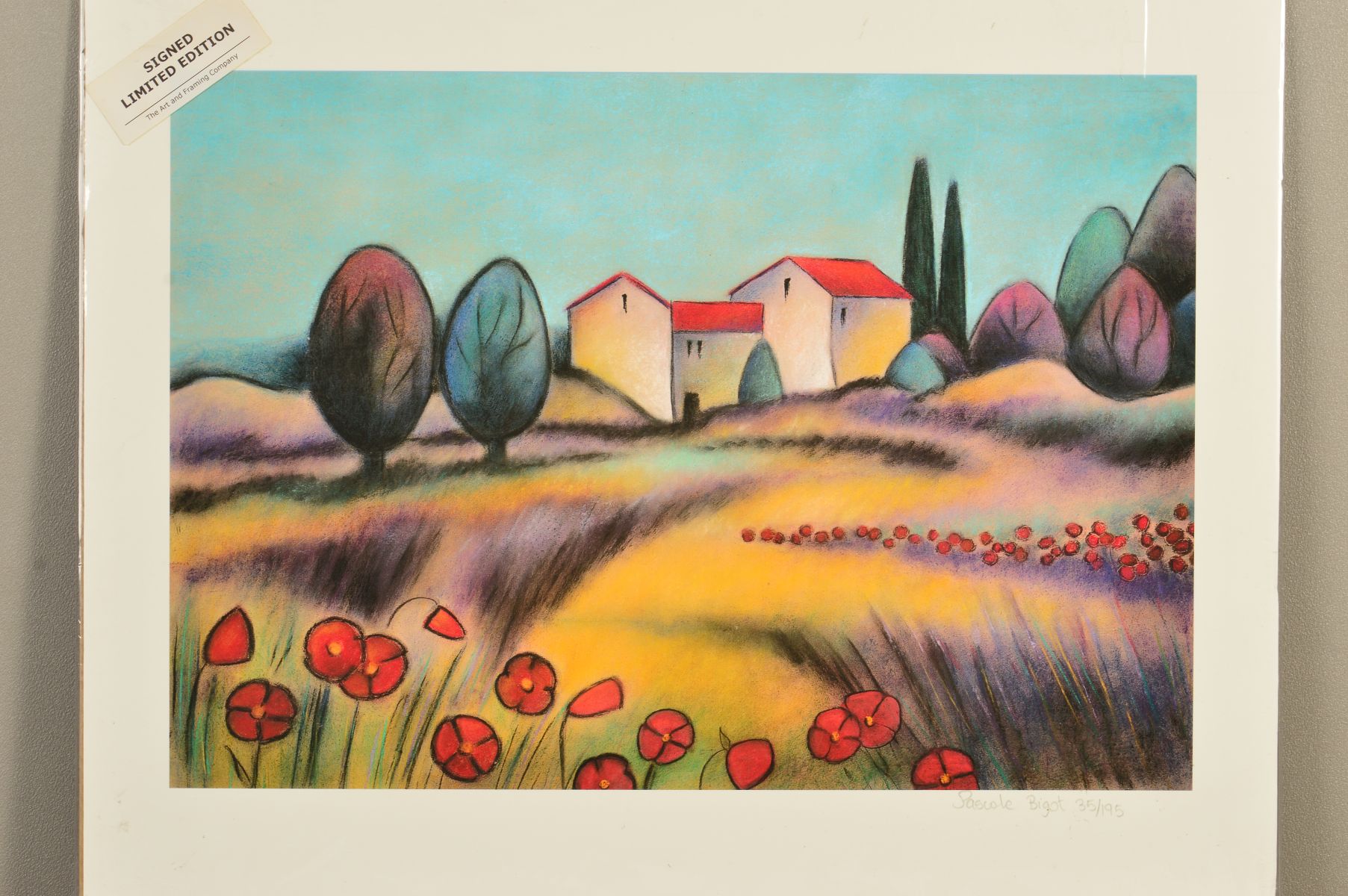 PASCALE BIGOT (FRENCH/BRITISH CONTEMPORARY), a French landscape, limited edition print, 35/195,