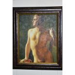 AFTER JEAN AUGUSTE DOMINQUE, a study of a male nude, unsigned, an oil on canvas modern copy, framed,