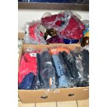 TWO BOXES OF LADIES AND GENT'S CLOTHING to include a Nautica branded ladies coat with tags,