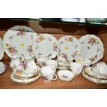 ROYAL CROWN DERBY 'DERBY POSIES' TEAWARES, a cake plate, a 27cm plate, two 21.5cm plates, two