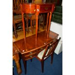 A REPRODUCTION MAHOGANY BOW FRONT SIDEBOARD with five drawers, width 115cm x depth 48cm x height