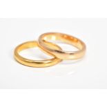 AN 18CT GOLD BAND RING AND A 22CT GOLD BAND RING, both of plain design, both with hallmarks, 18ct