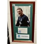 A FRAMED AND GLAZED AUTOGRAPH AND PHOTOGRAPH OF WAYNE ROONEY, Everton Football Club