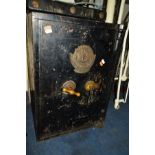 A VINTAGE B TEBBIT, BIRMINGHAM CAST IRON SAFE, with internal drawer, width 43cm x depth 38cm x