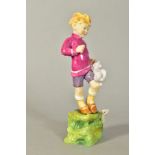 A ROYAL WORCESTER MONTH OF THE YEAR FIGURE, 'October' RW3417, by F G Doughty (pink sweater, purple