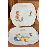 TWO SHELLEY MABEL LUCIE ATTWELL BREAD AND BUTTER/CAKE PLATES, diameter 24cm (2)