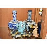 A GROUP OF 20TH CENTURY CHINESE CERAMICS, including a Tang style horse, six celadon and blue