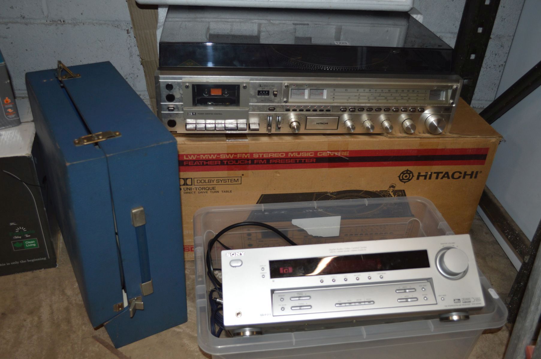 A HITACHI SDT-7785 MUSIC CENTRE together with a Marconiphone record player and a Sony stereo