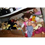 A LARGE COLLECTION OF MODERN DOLLS AND SOFT TOYS, to include dolls by Zapf, Lissi, Simba, etc,