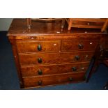 A LATE 19TH/EARLY 20TH CENTURY OAK CHEST OF TWO SHORT AND THREE LONG DRAWERS, width 119cm x depth