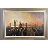 STEPHEN COLLETT (BRITISH CONTEMPORARY) 'GONDOLAS AT SUNRISE' an early morning Venetian scene, signed