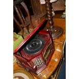 A PROLECTRIX TABLE TOP TURNTABLE/TUNER together with an oak barley twist standard lamp, oak fire