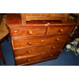 A VICTORIAN WALNUT CHEST OF TWO SHORT AND THREE LONG GRADUATING DRAWERS, width 115cm x depth 52cm